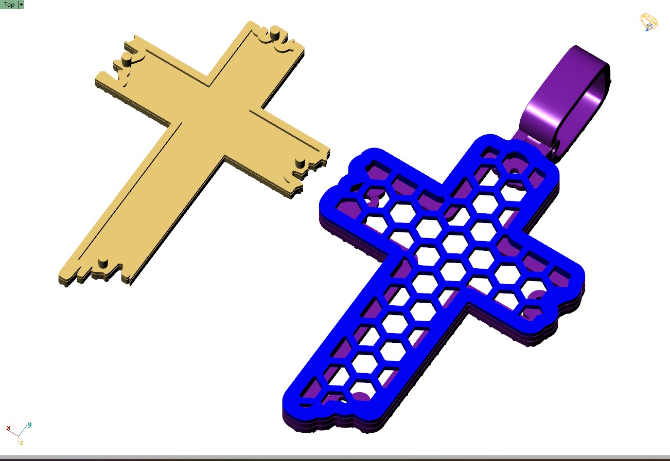 Custom Wood Cross Diamond Pendant - Crucifixion Cross Necklace  3D print model_12