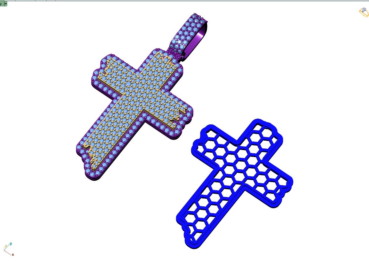 Custom Wood Cross Diamond Pendant - Crucifixion Cross Necklace  3D print model_10