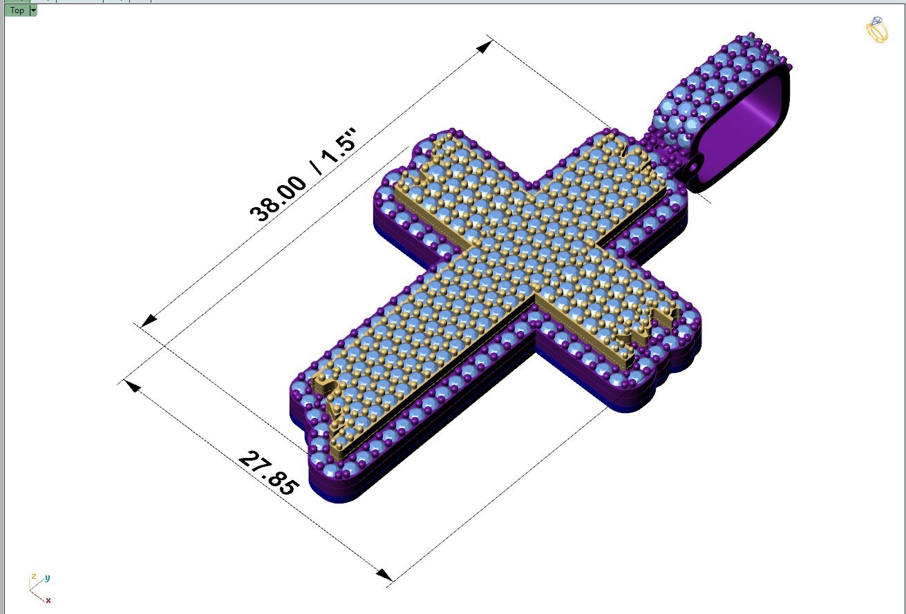 Custom Wood Cross Diamond Pendant - Crucifixion Cross Necklace  3D print model_4