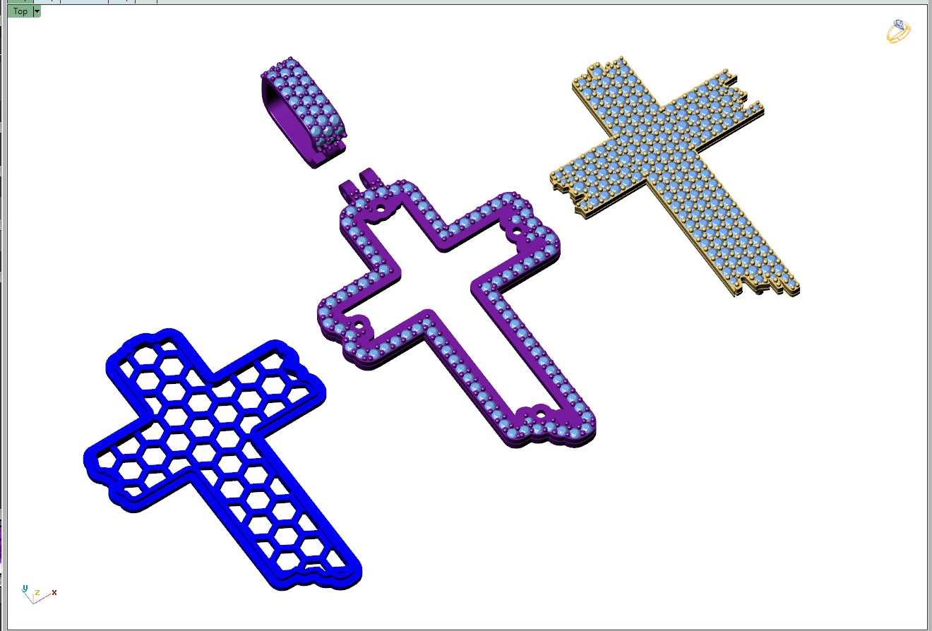 Custom Wood Cross Diamond Pendant - Crucifixion Cross Necklace  3D print model_16