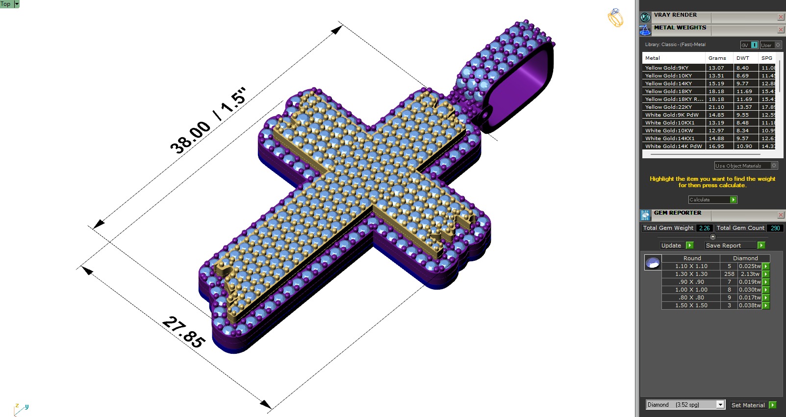 Custom Wood Cross Diamond Pendant - Crucifixion Cross Necklace  3D print model_6