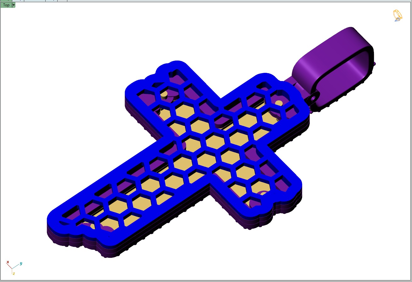 Custom Wood Cross Diamond Pendant - Crucifixion Cross Necklace  3D print model_9