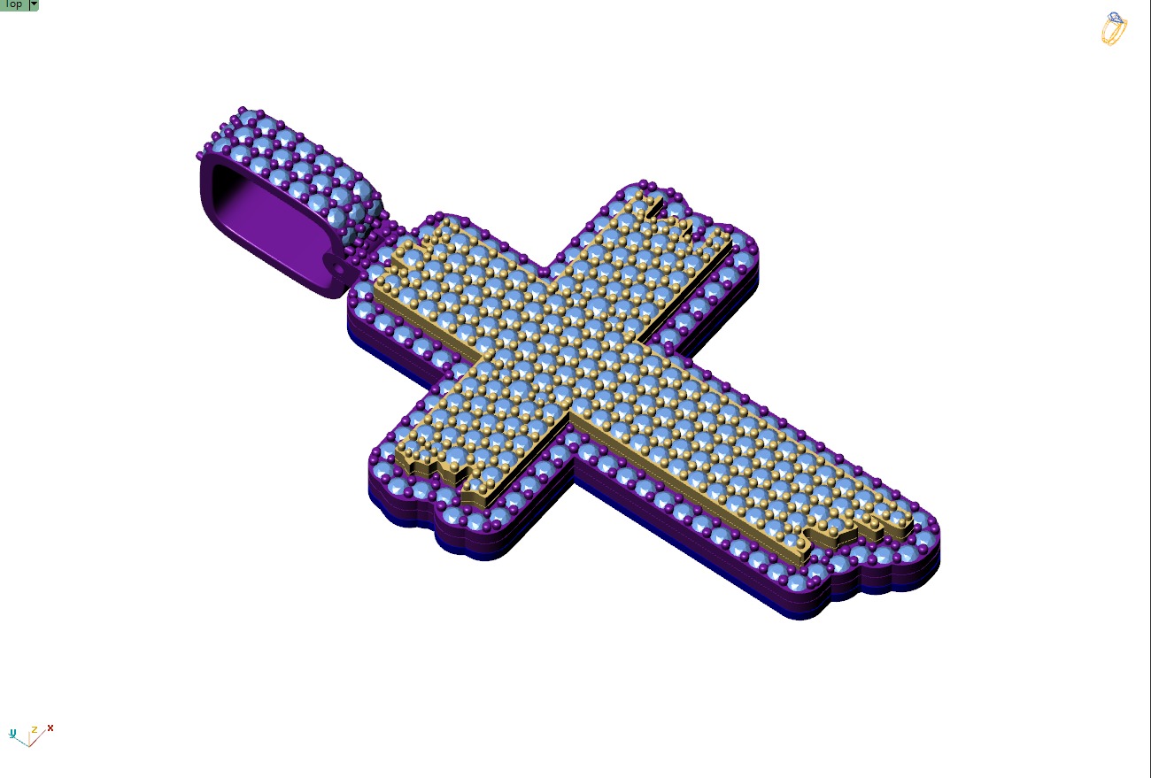 Custom Wood Cross Diamond Pendant - Crucifixion Cross Necklace  3D print model_8