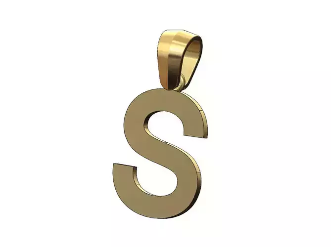 Simple S initial letter dashing font pendant charm with bail