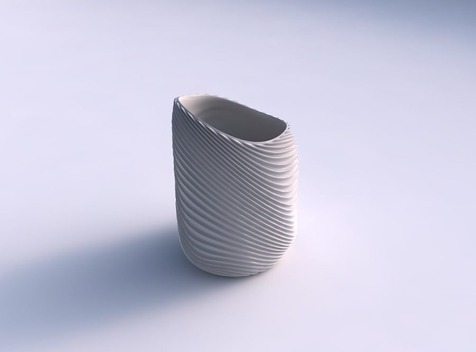 Vase twisted 2 with wavy extruded lines 2