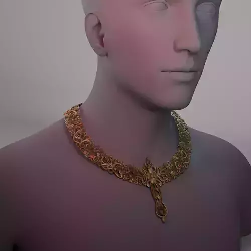 Intricate Filigree Gold Necklace with Floral Drop