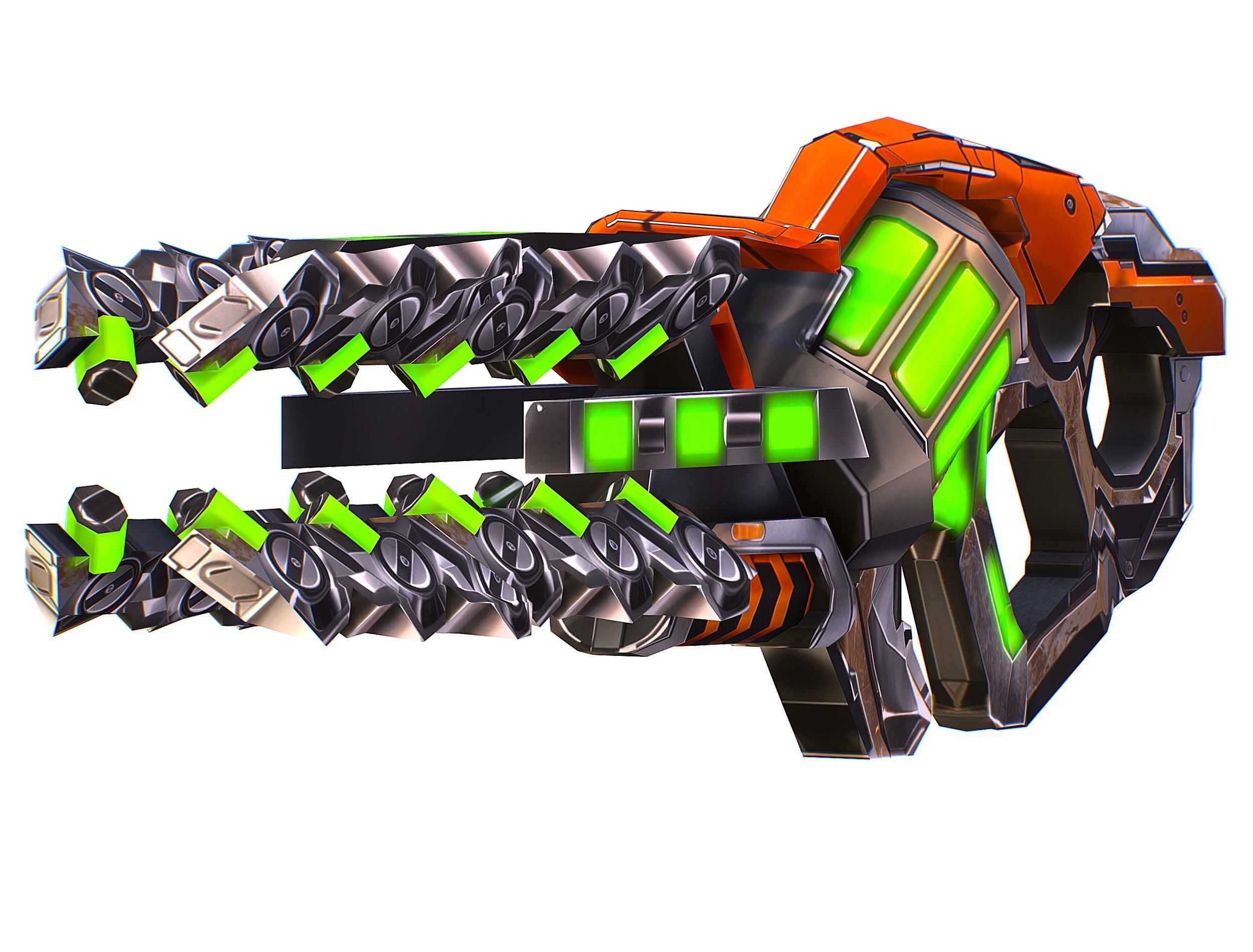 Cartoon Sci-Fi Cyborg Drone Heavy Machine Gunner Low-poly 3D model_44