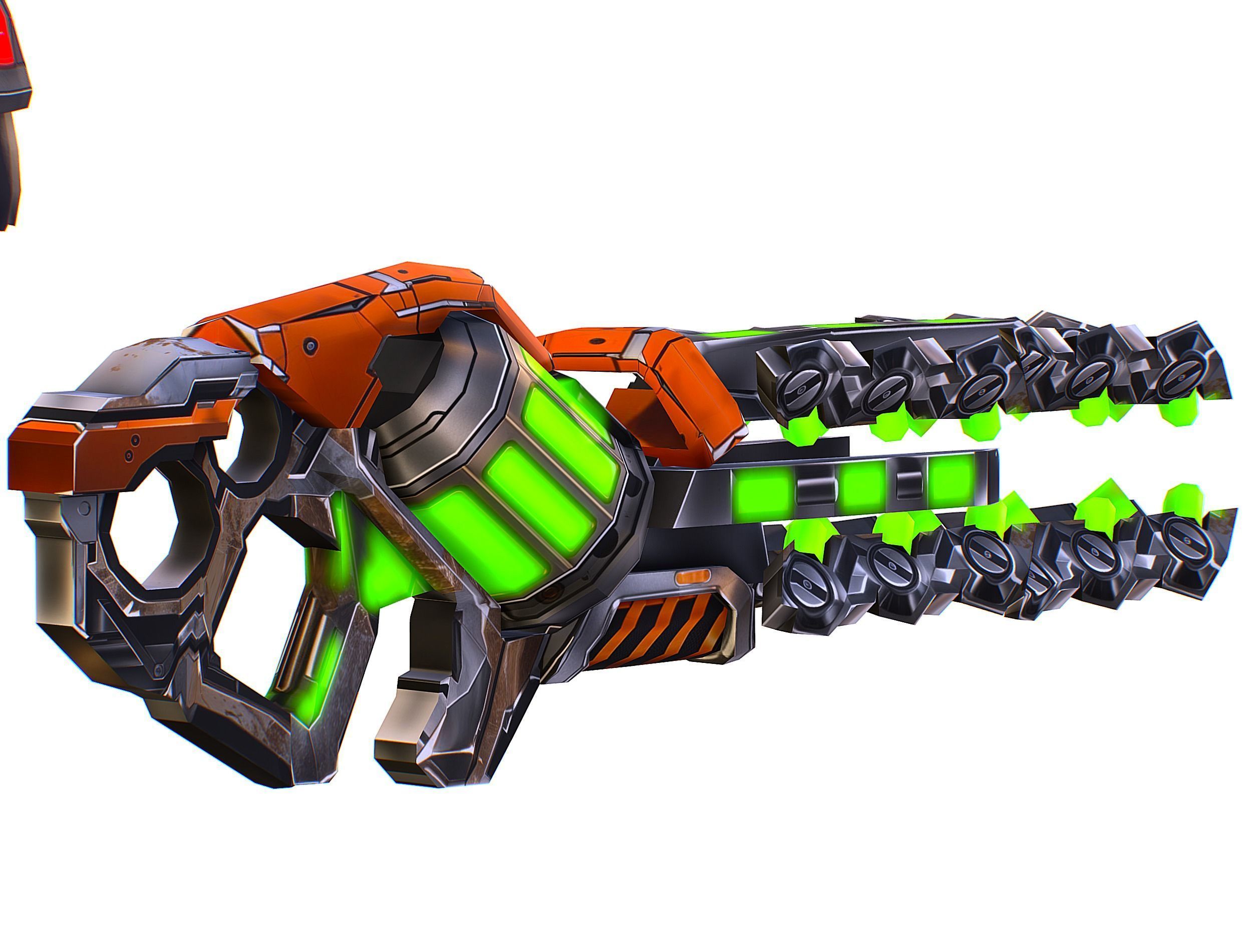 Cartoon Sci-Fi Cyborg Drone Heavy Machine Gunner Low-poly 3D model_40