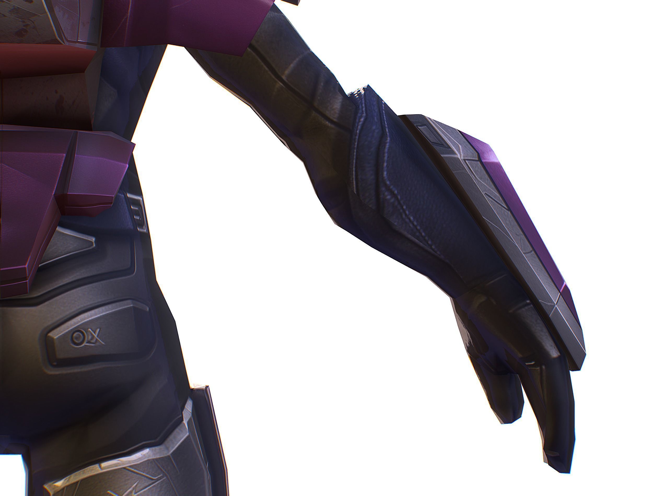 Cartoon Sci-Fi Cyborg Drone Heavy Machine Gunner Low-poly 3D model_32