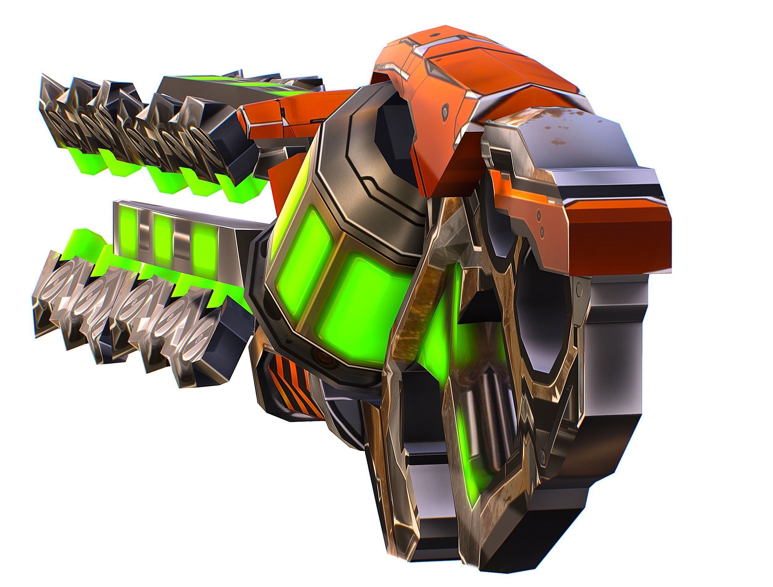 Cartoon Sci-Fi Cyborg Drone Heavy Machine Gunner Low-poly 3D model_43