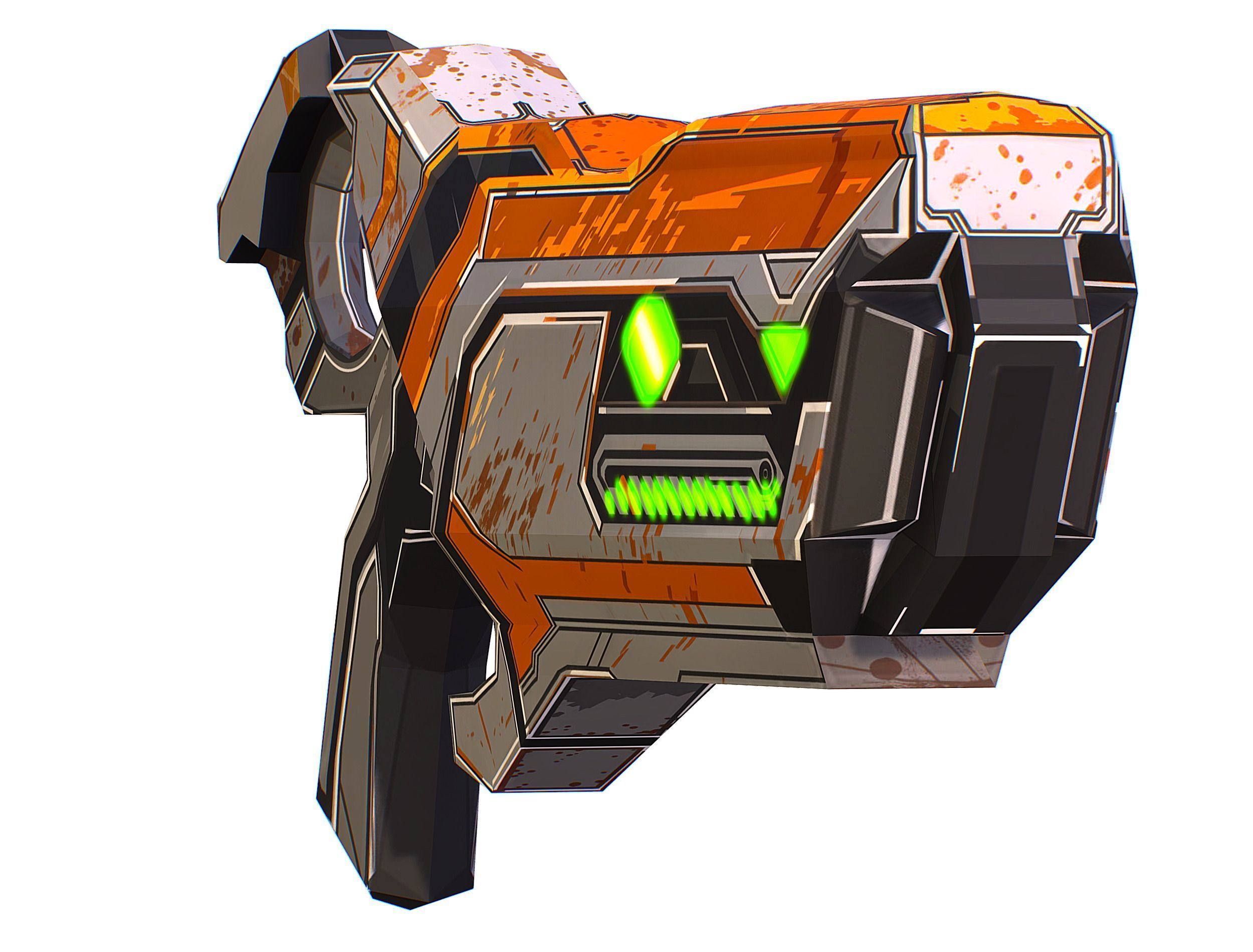 Cartoon Sci-Fi Cyborg Drone Heavy Machine Gunner Low-poly 3D model_48