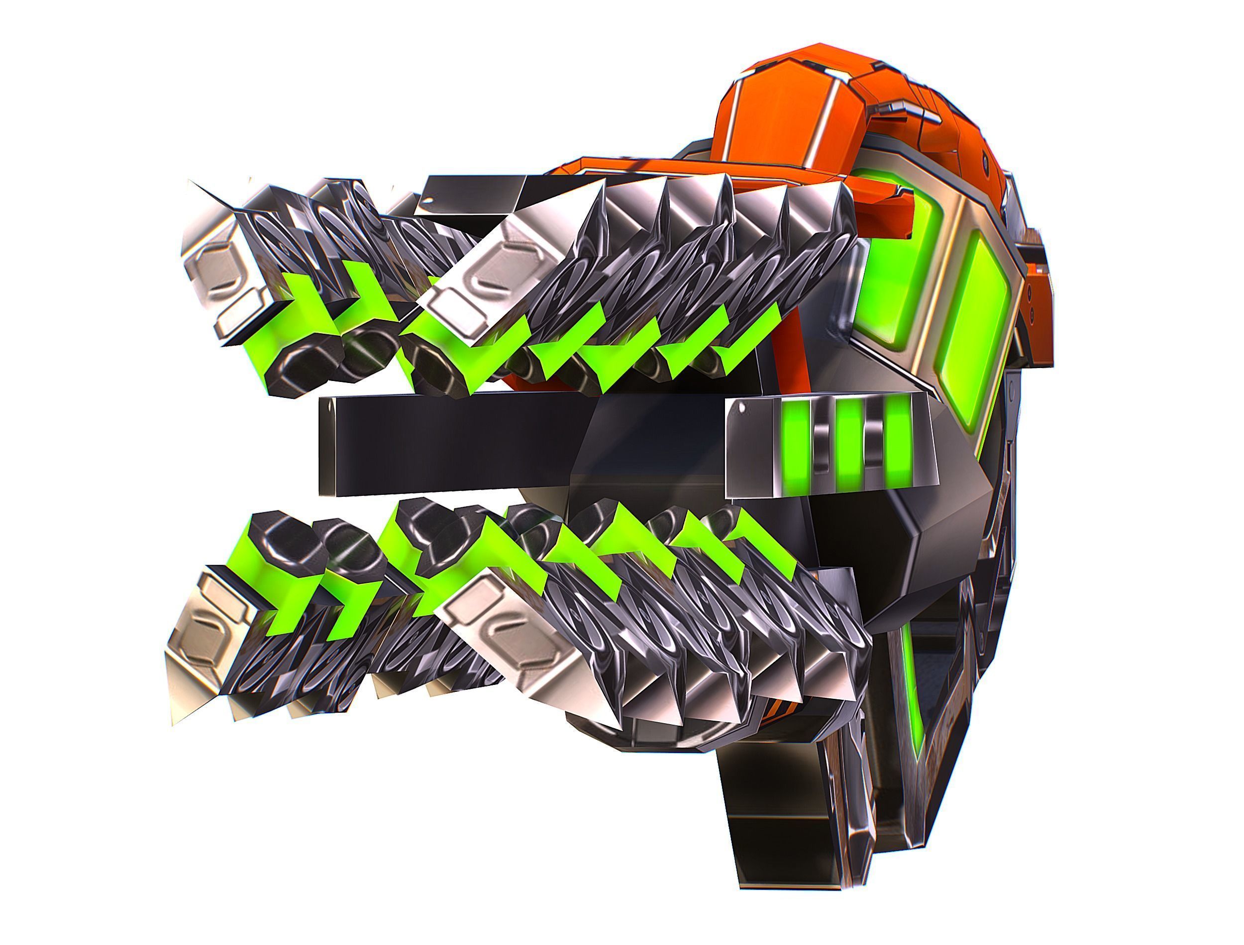 Cartoon Sci-Fi Cyborg Drone Heavy Machine Gunner Low-poly 3D model_45