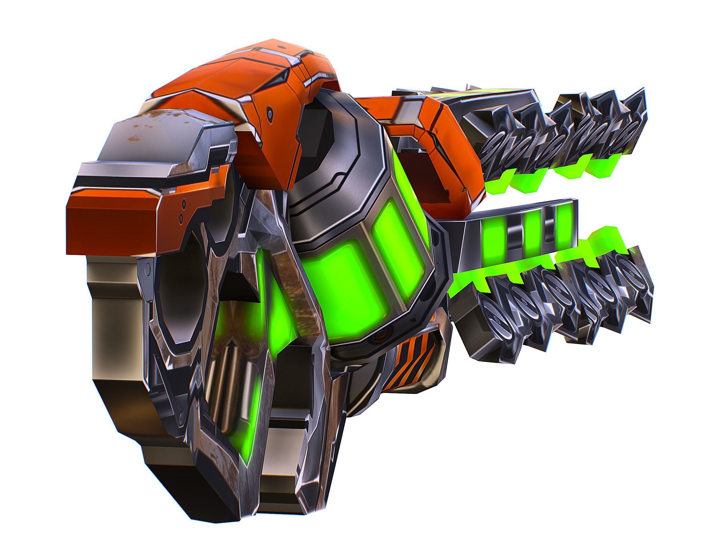 Cartoon Sci-Fi Cyborg Drone Heavy Machine Gunner Low-poly 3D model_41