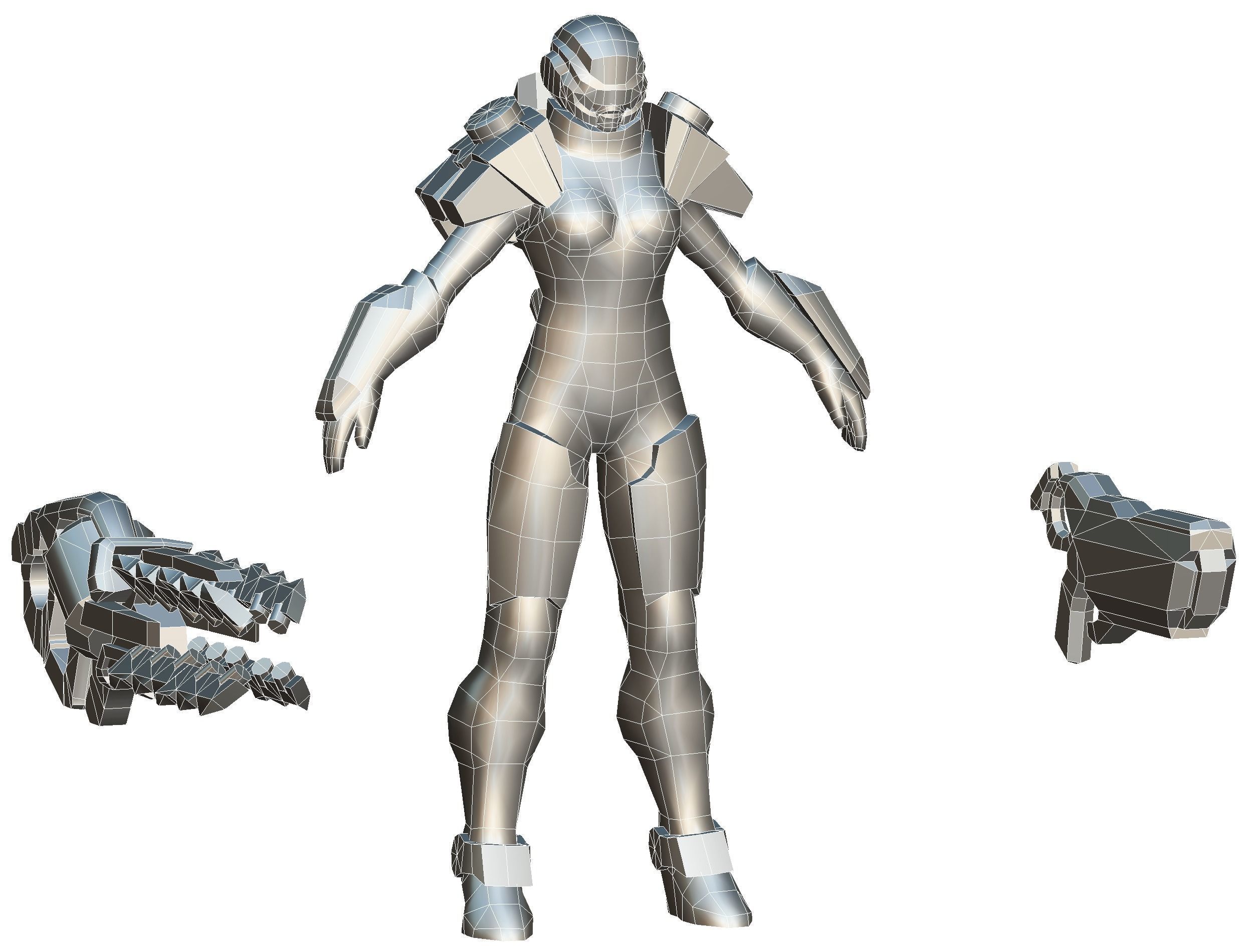 Cartoon Sci-Fi Cyborg Drone Heavy Machine Gunner Low-poly 3D model_58