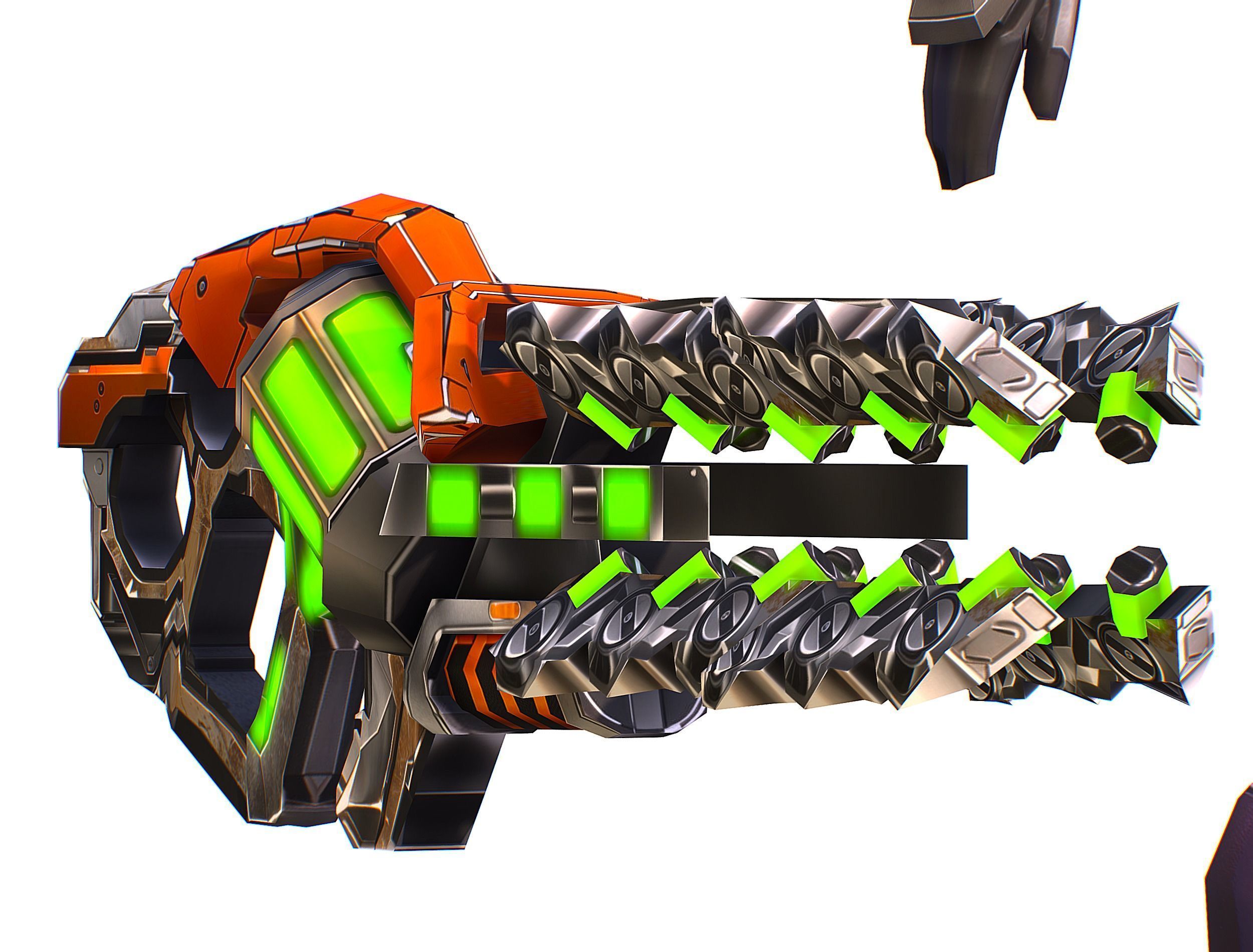 Cartoon Sci-Fi Cyborg Drone Heavy Machine Gunner Low-poly 3D model_39