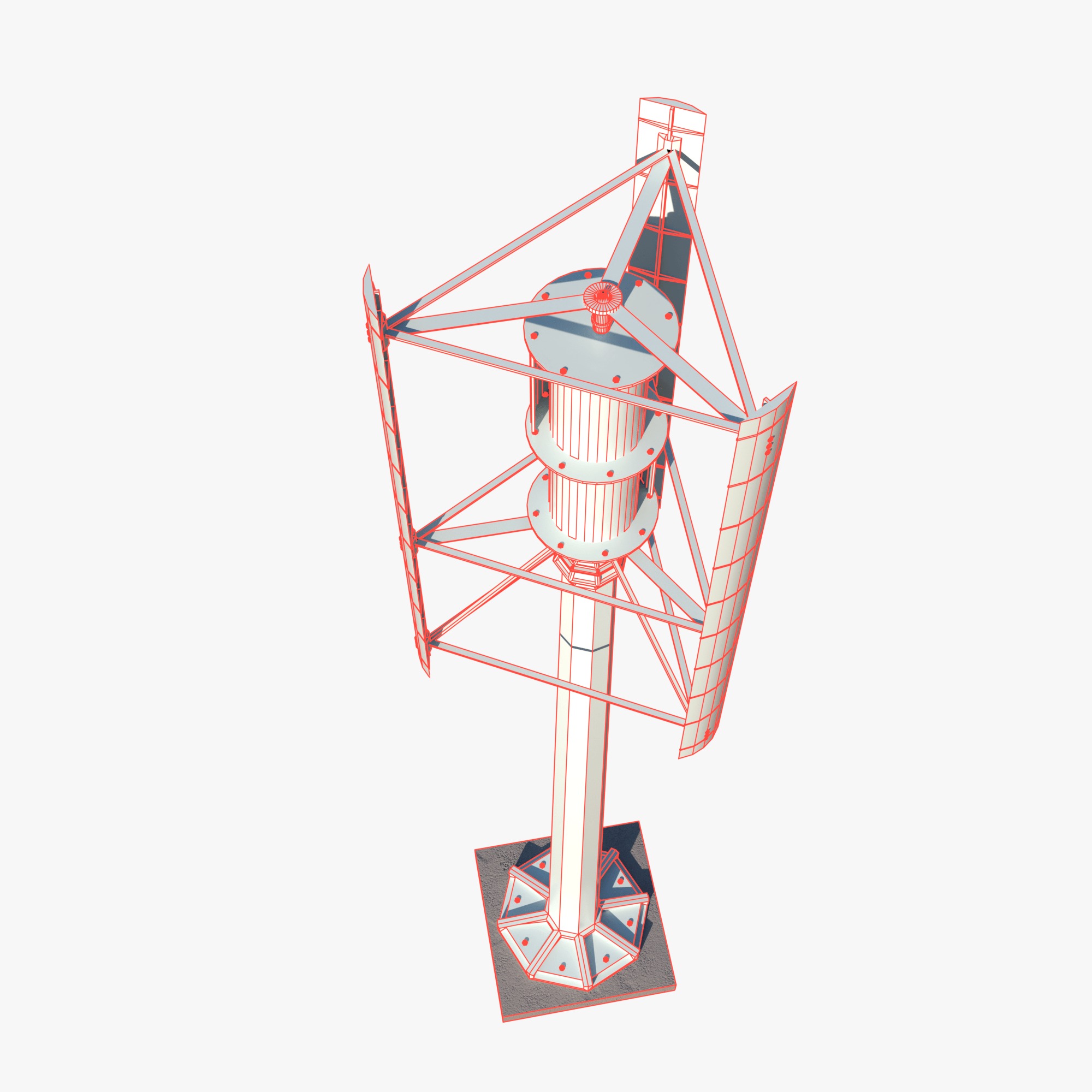 Vertical wind turbine Low-poly 3D model_5
