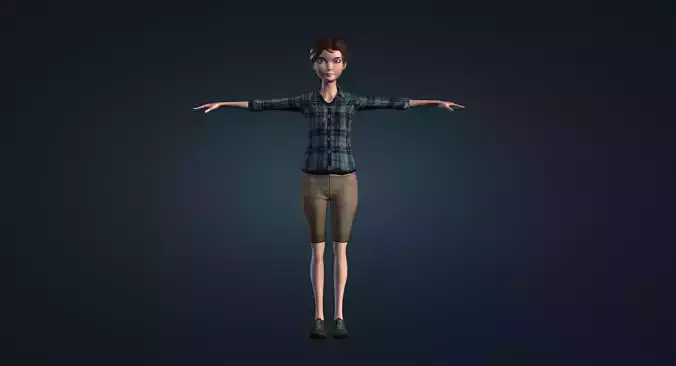 Toon Girl Low Poly 3D model 