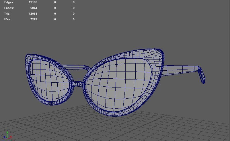 cat eye glasse 3D model_10