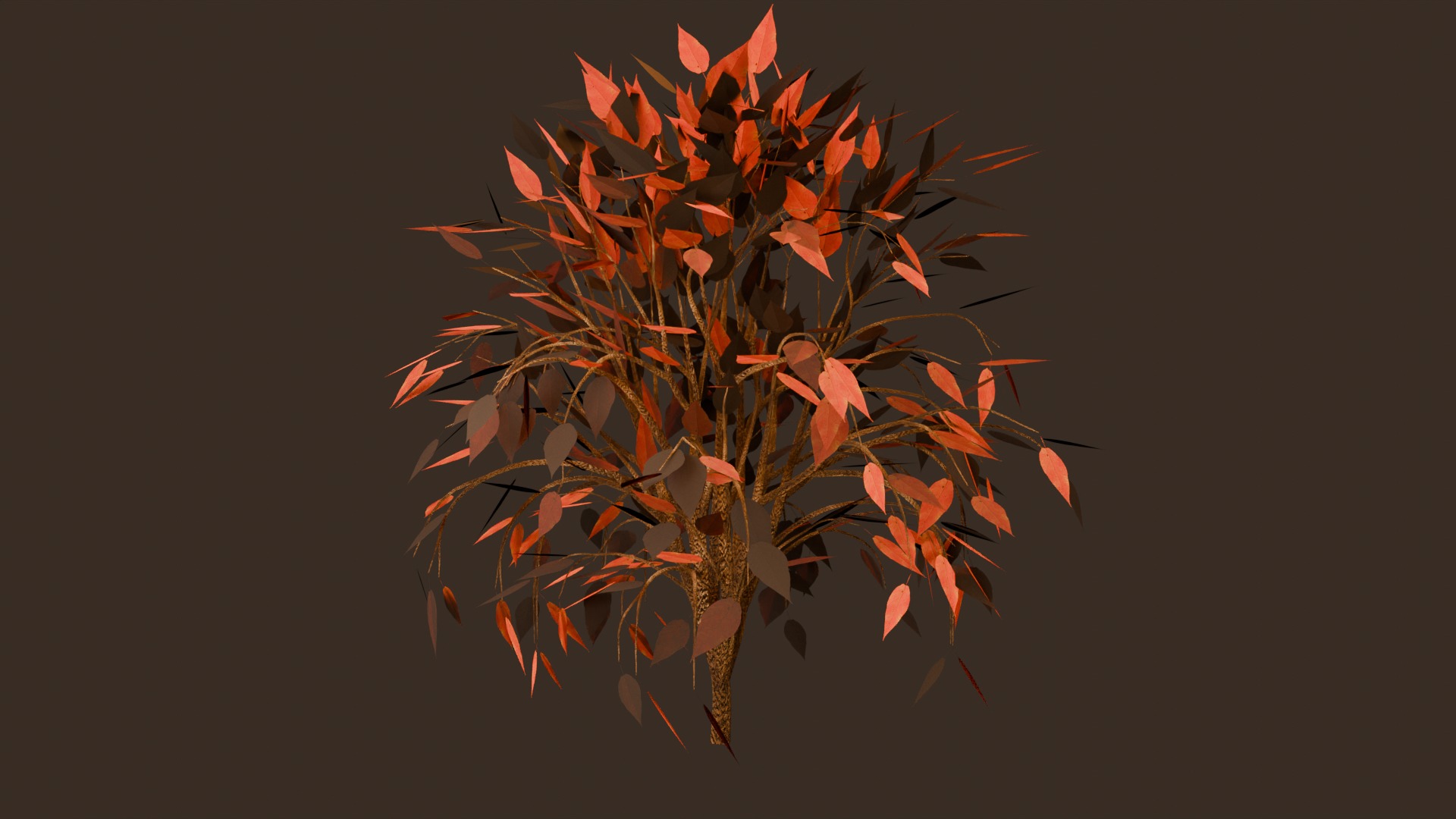 autumn bush Low-poly 3D model_2