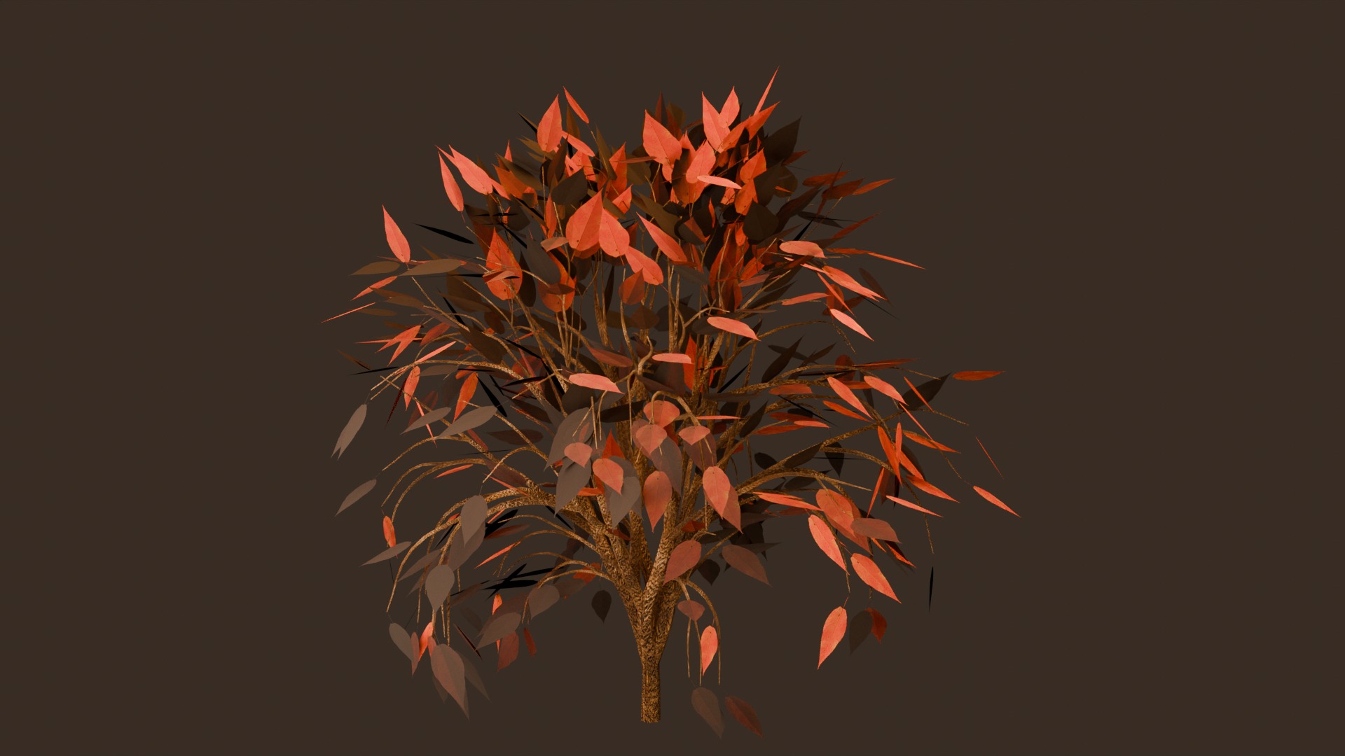 autumn bush Low-poly 3D model_3