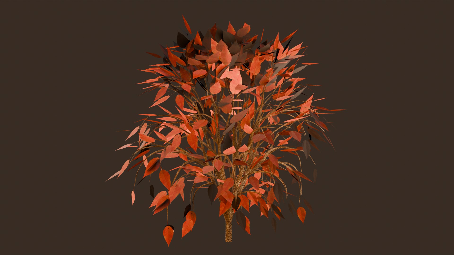 autumn bush Low-poly 3D model_4