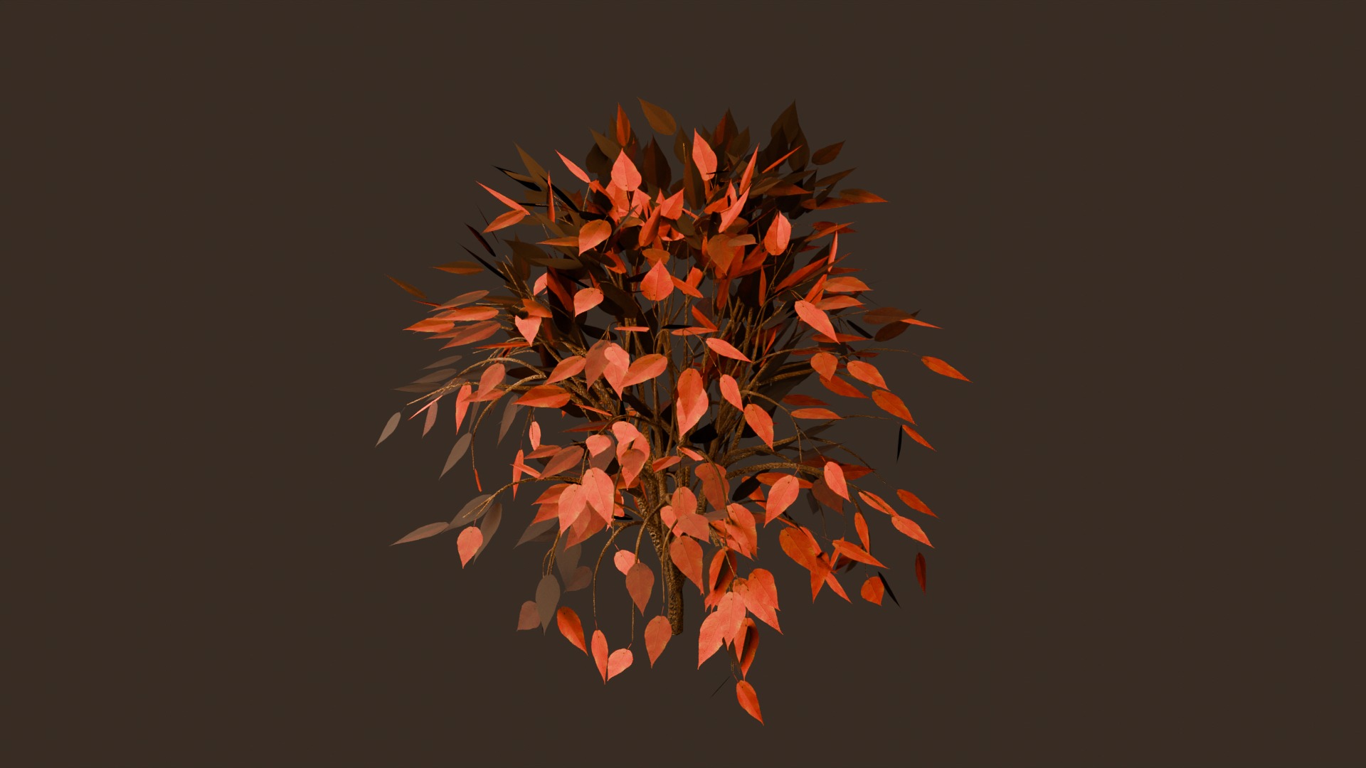 autumn bush Low-poly 3D model_1