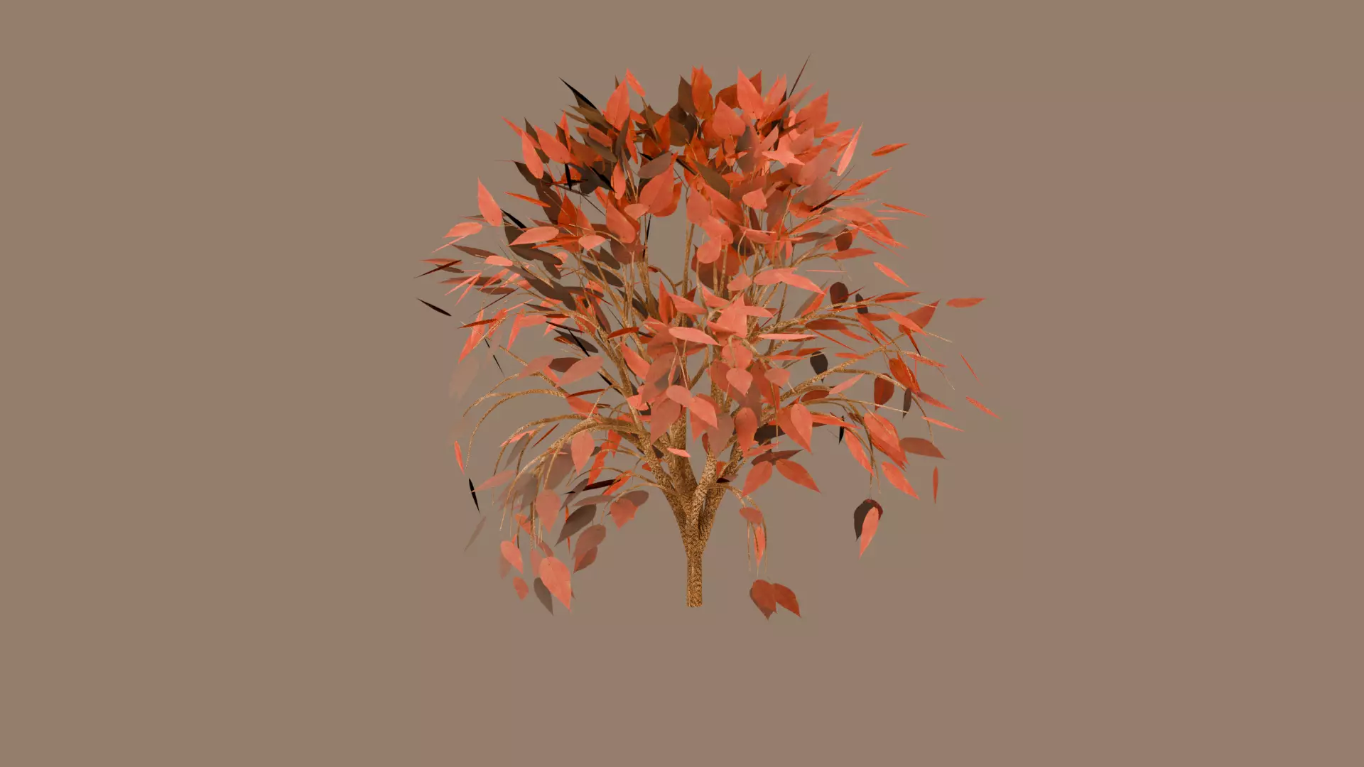 autumn bush Low-poly 3D model_0