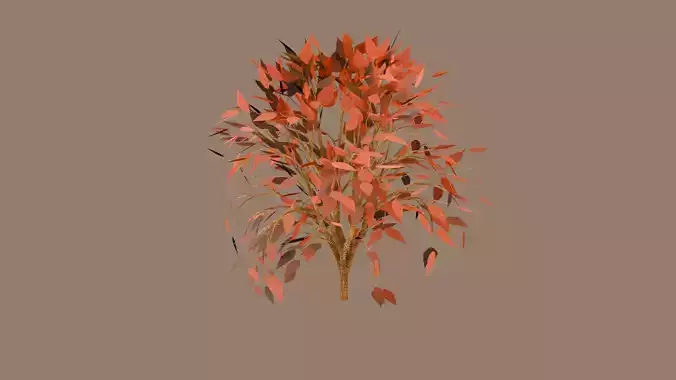 autumn bush Low-poly 3D model