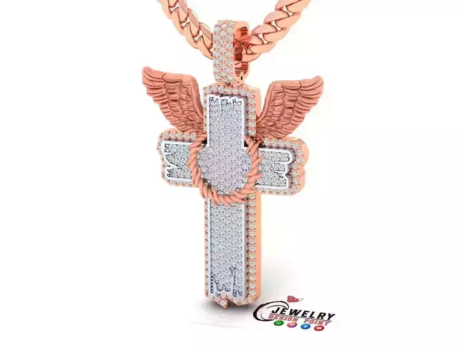 Custom Wood Cross Diamond Pendant - Crucifixion Cross Necklace 