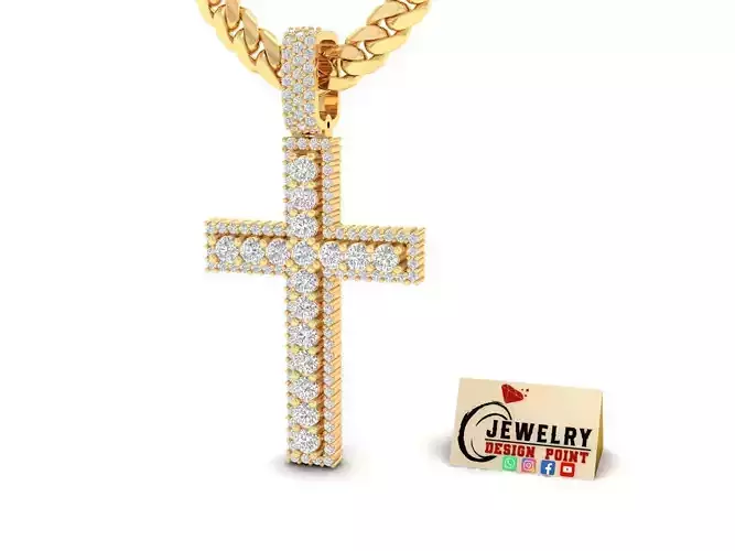 Custom Cross Diamond Pendant - Crucifixion Cross Necklace 