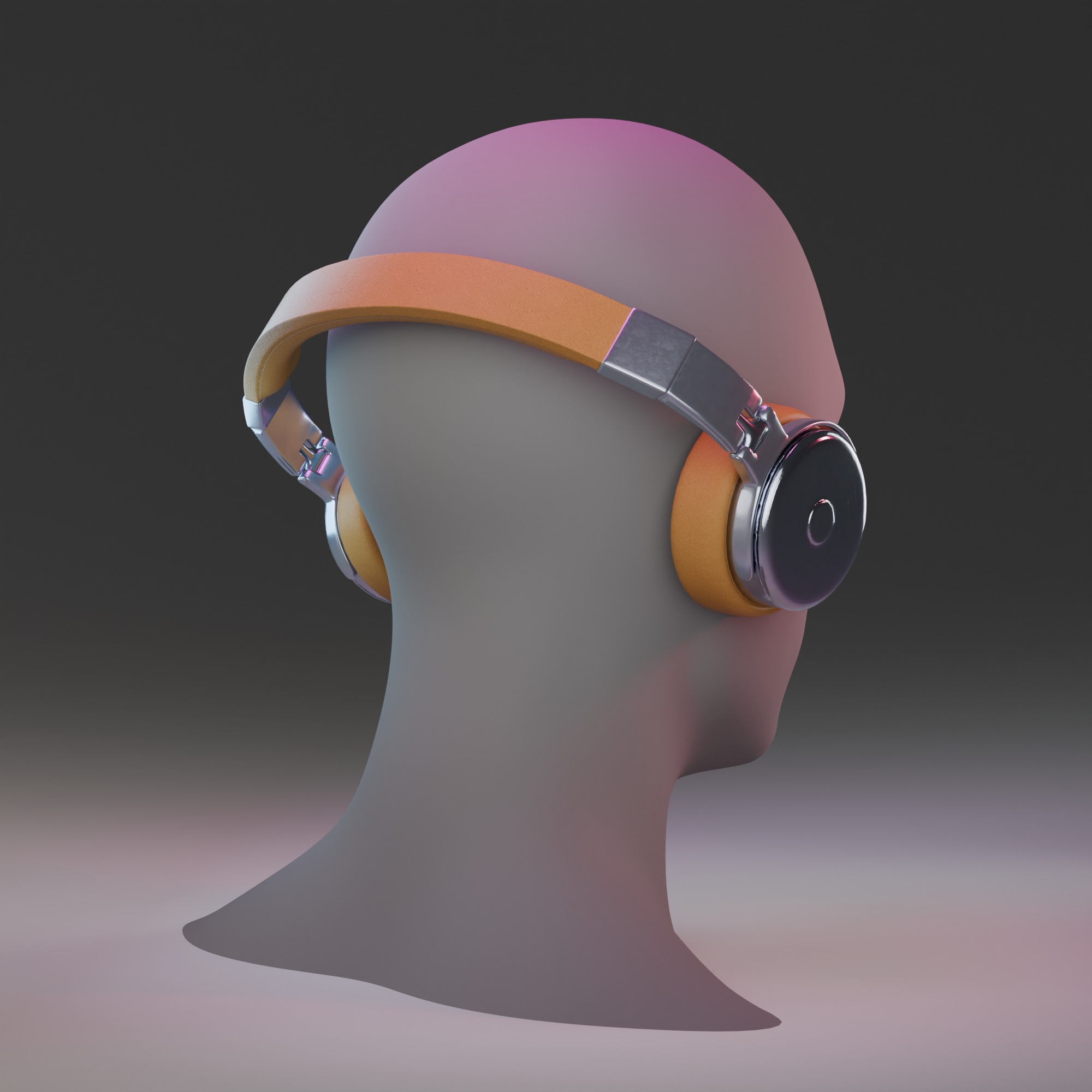 Sleek Modern Headphones with Orange Accents Low-poly 3D model_4