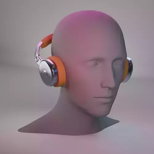 Sleek Modern Headphones with Orange Accents Low-poly 3D model Sleek Modern Headphones with Orange Accents Low-poly 3D model