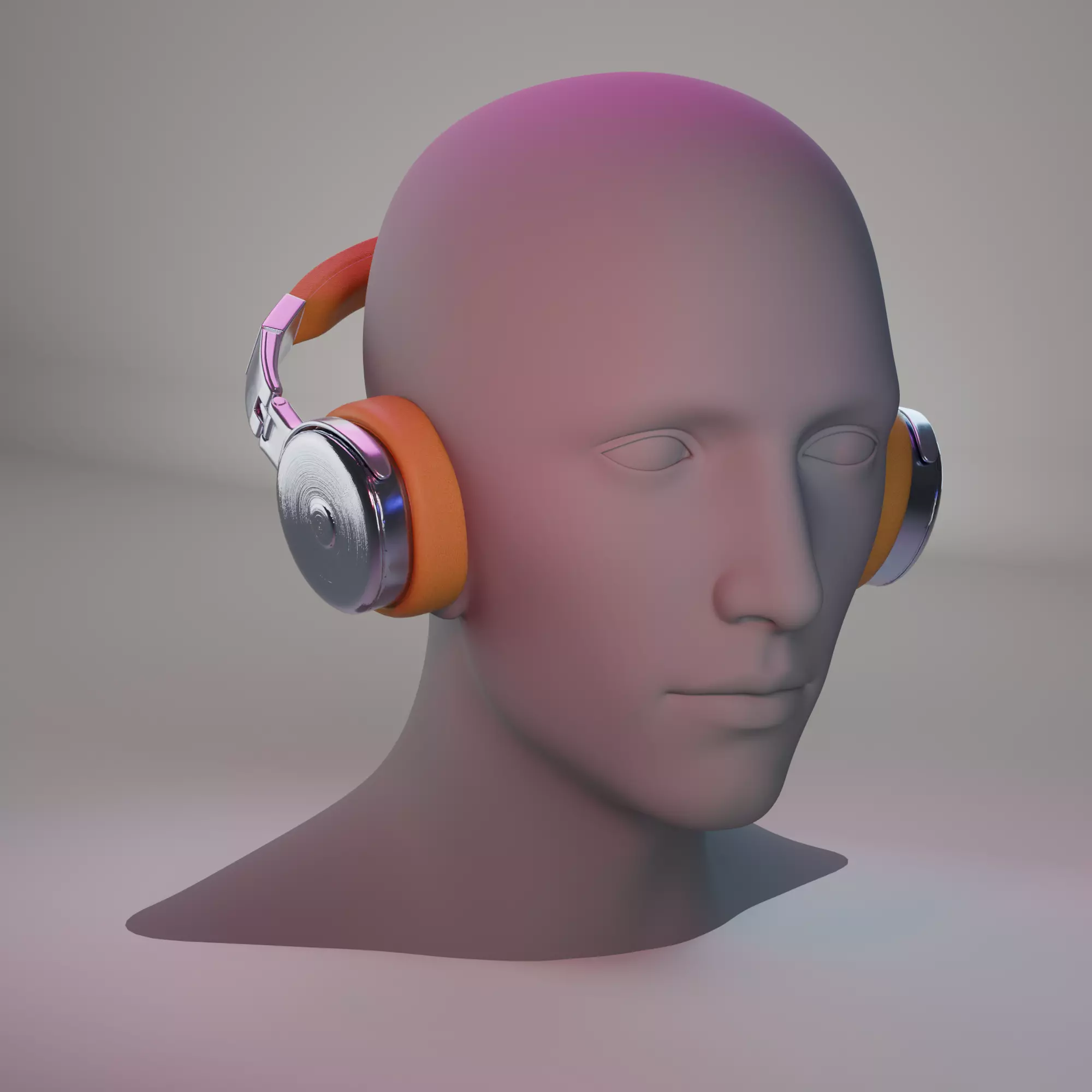 Sleek Modern Headphones with Orange Accents Low-poly 3D model_0