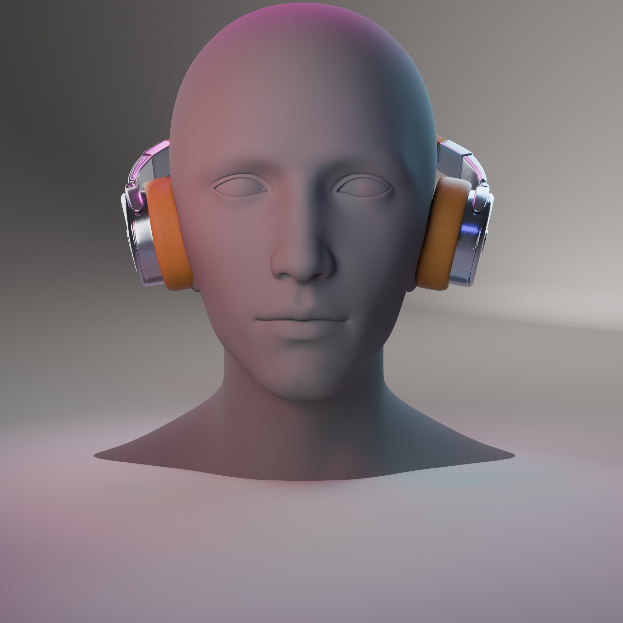 Sleek Modern Headphones with Orange Accents Low-poly 3D model_1