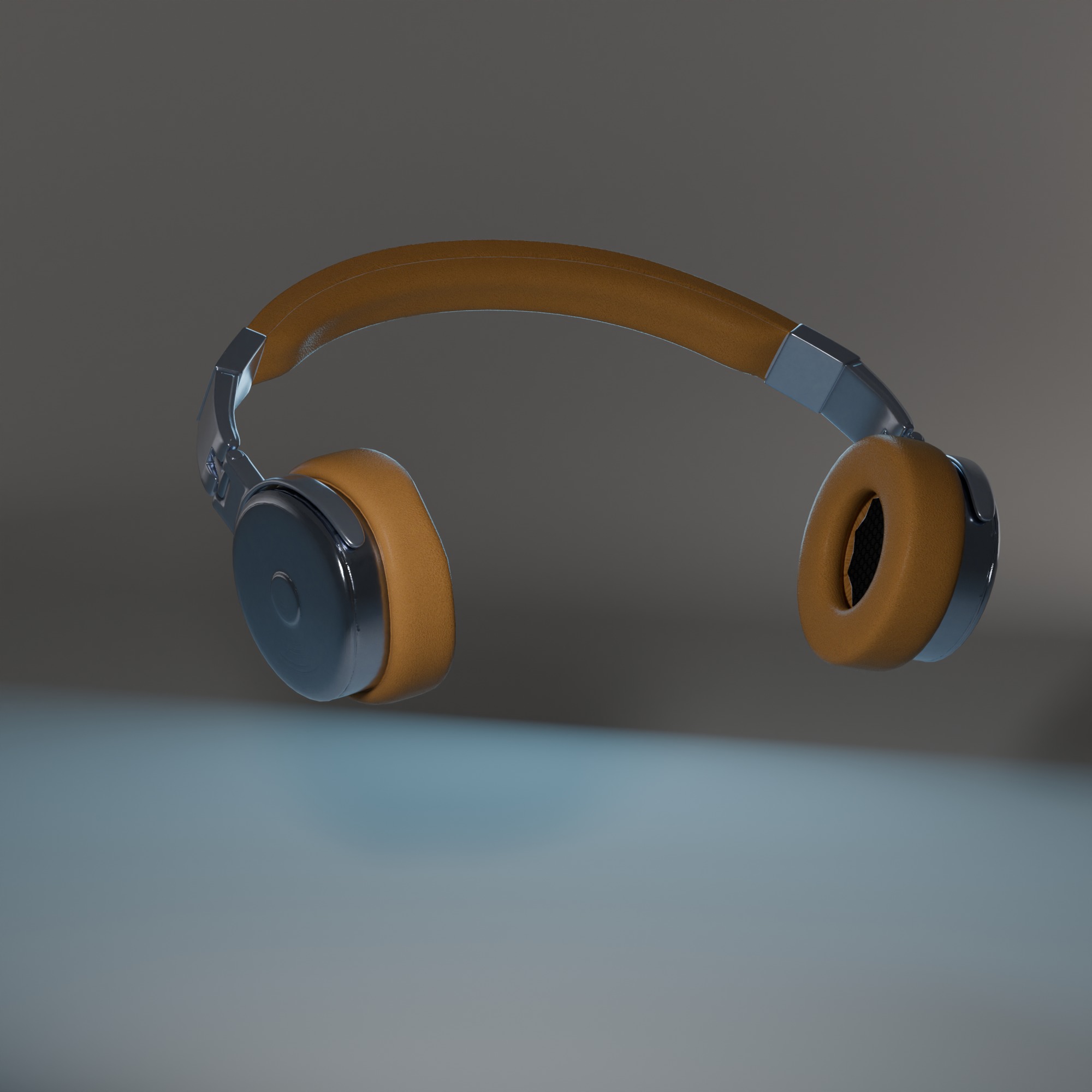 Sleek Modern Headphones with Orange Accents Low-poly 3D model_10
