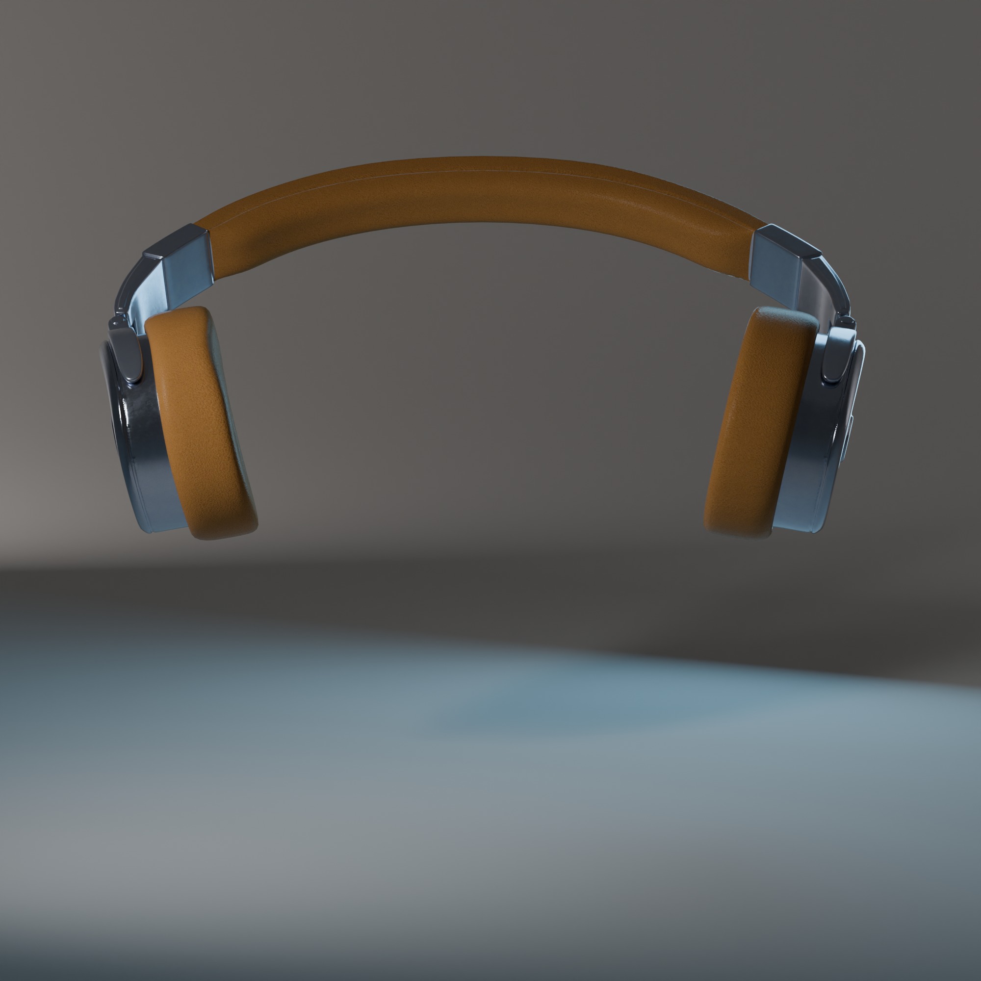 Sleek Modern Headphones with Orange Accents Low-poly 3D model_14