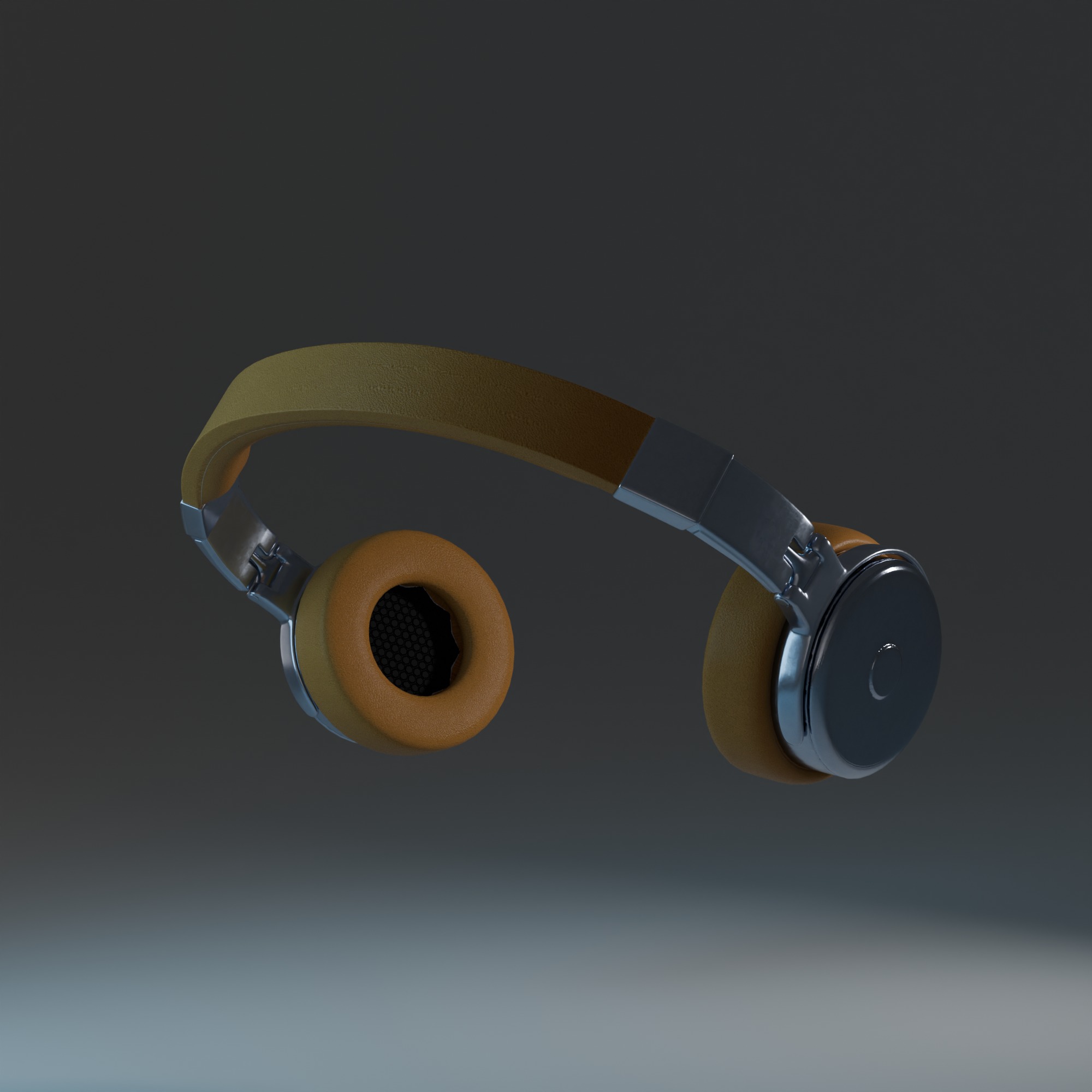 Sleek Modern Headphones with Orange Accents Low-poly 3D model_13
