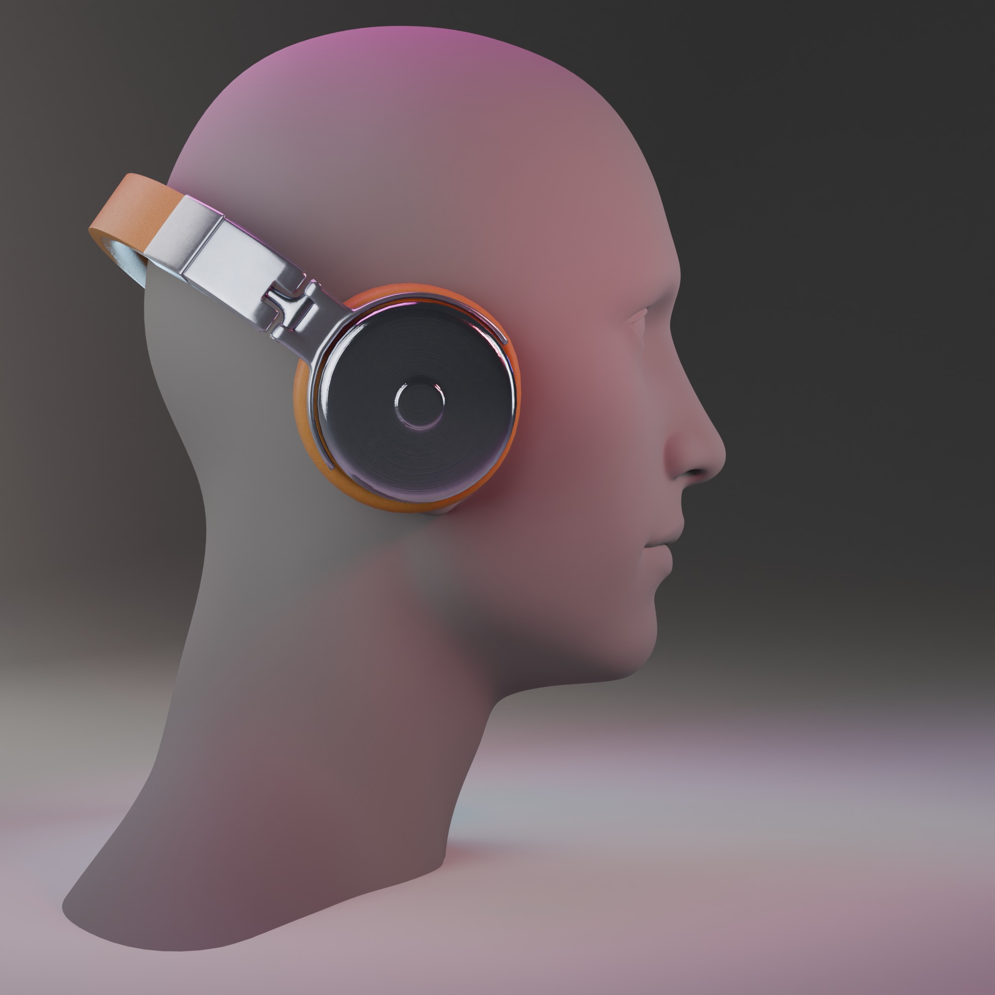 Sleek Modern Headphones with Orange Accents Low-poly 3D model_2