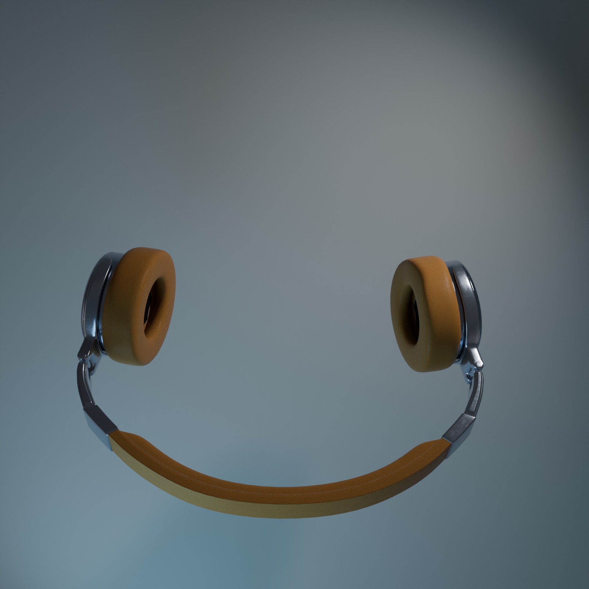 Sleek Modern Headphones with Orange Accents Low-poly 3D model_12