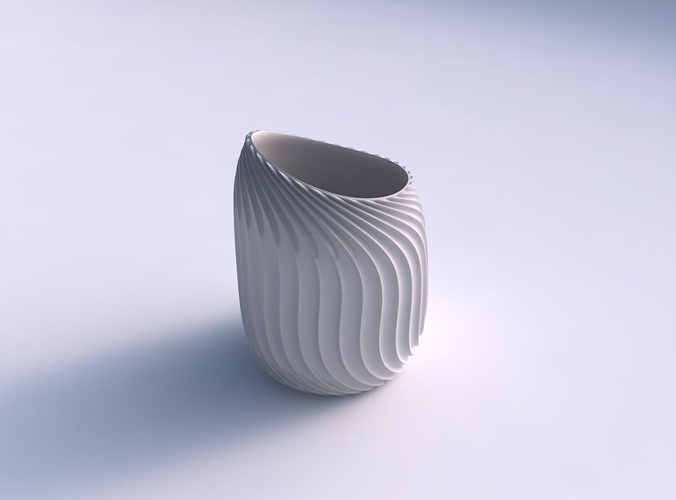 Vase twisted 2 with wavy extruded lines 4