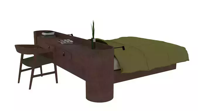  Modern bed integrated with a work desk