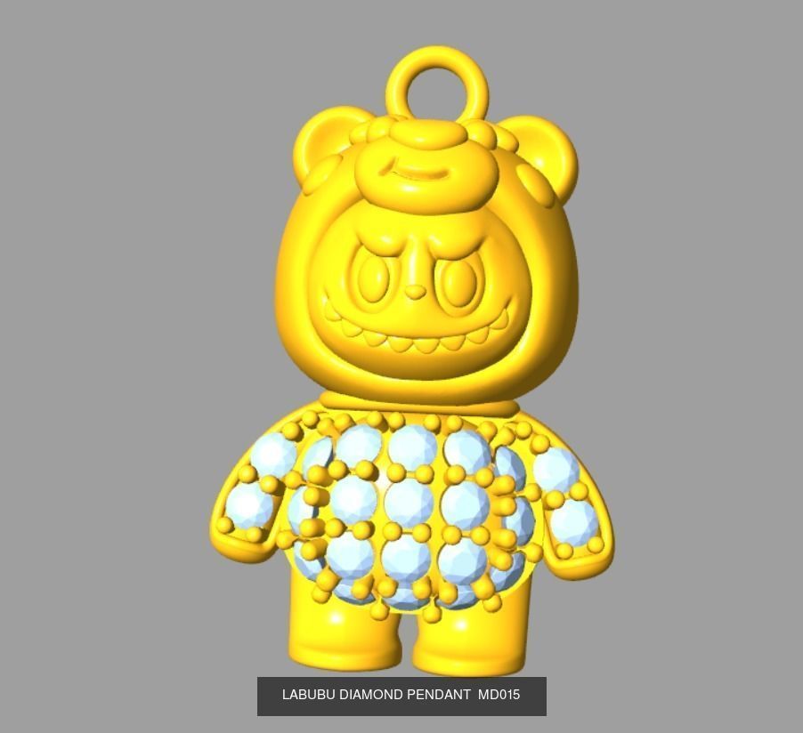 combo 15 Cute labubu diamond pendant 3D Model Collection_8