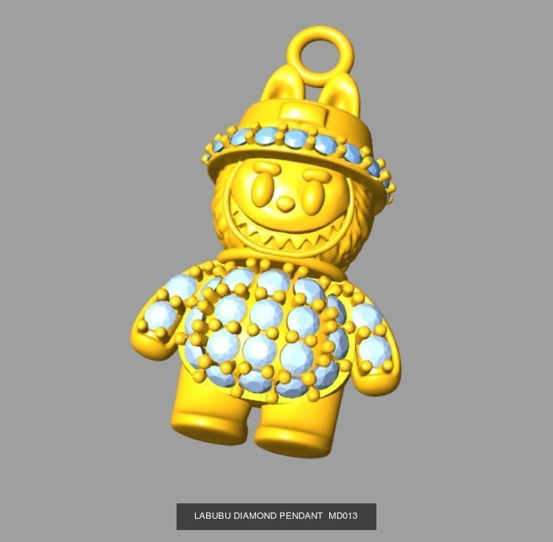 combo 15 Cute labubu diamond pendant 3D Model Collection_7