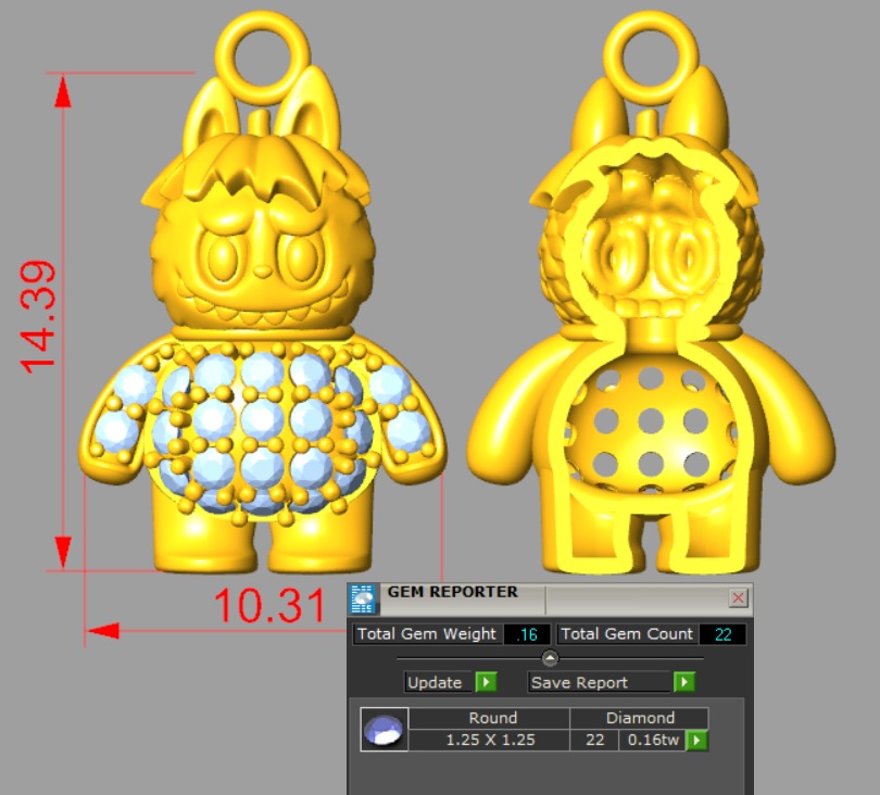 combo 15 Cute labubu diamond pendant 3D Model Collection_30