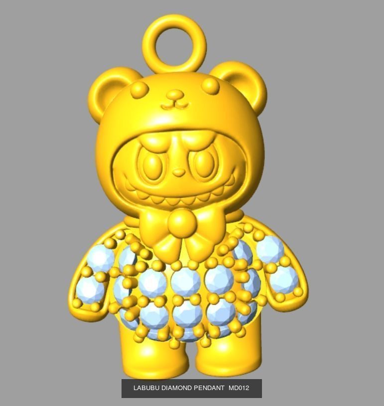 combo 15 Cute labubu diamond pendant 3D Model Collection_5