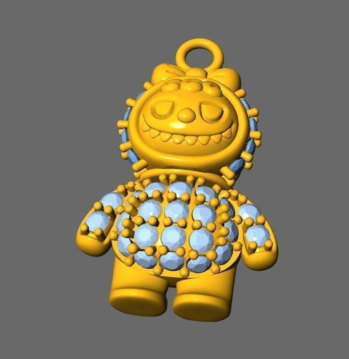 combo 15 Cute labubu diamond pendant 3D Model Collection_9