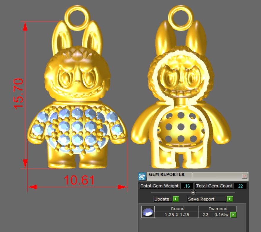 combo 15 Cute labubu diamond pendant 3D Model Collection_26