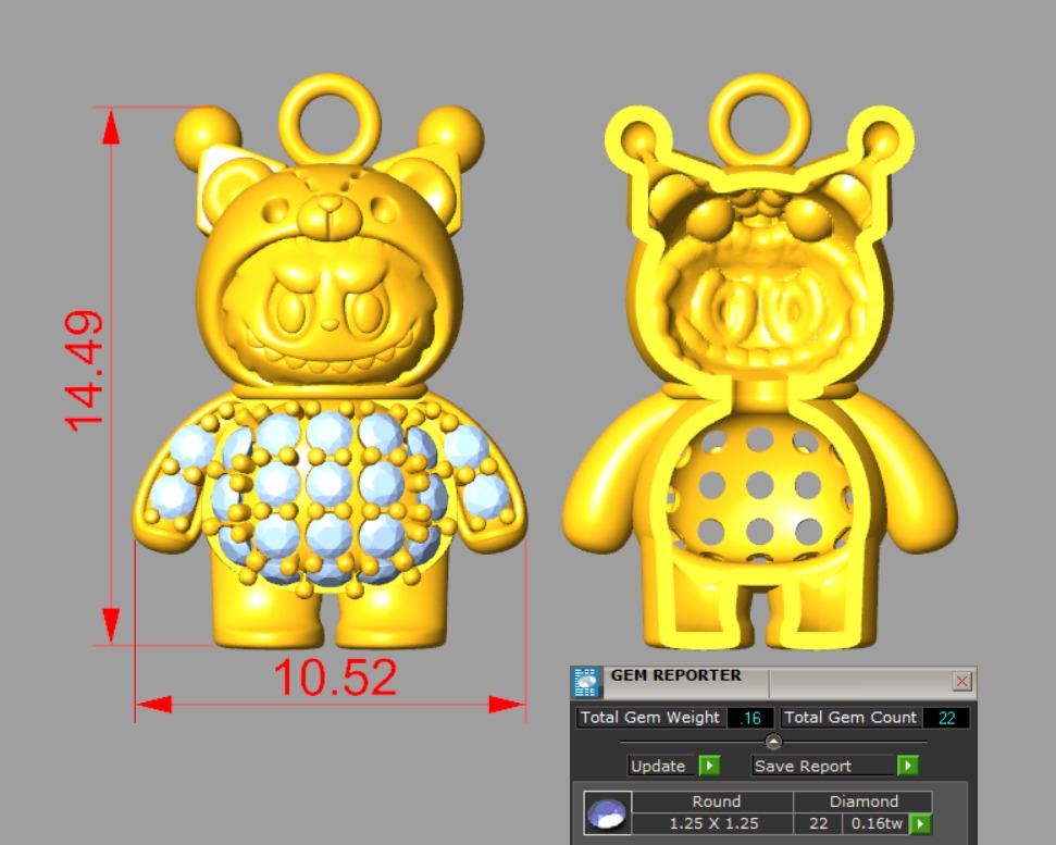 combo 15 Cute labubu diamond pendant 3D Model Collection_28