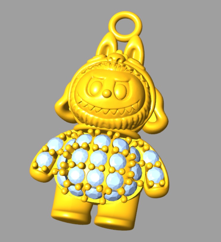 combo 15 Cute labubu diamond pendant 3D Model Collection_1