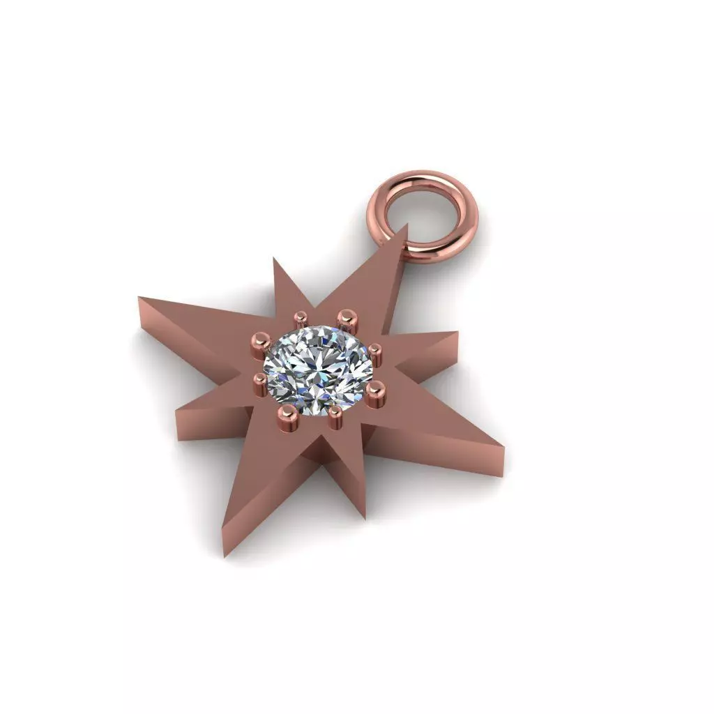 Star Pendant With Diamond Printable File 3D print model_0